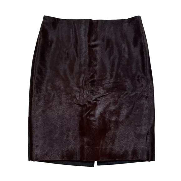 Club Monaco Collection Wool Genuine Calf Hair Leather Lana Skirt Burgundy Size 4 - Picture 8 of 8